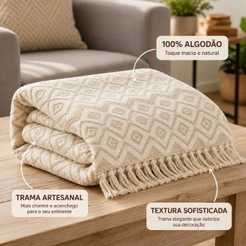 Manta De Sofá Gigante Premium 3,00 x 1,80 M Crochê atacado Artesanal 100% Algodão Envio Imediato