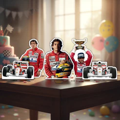 Kit Decoração Festa 5 Display De Mesa Ayrton Senna Formula 1