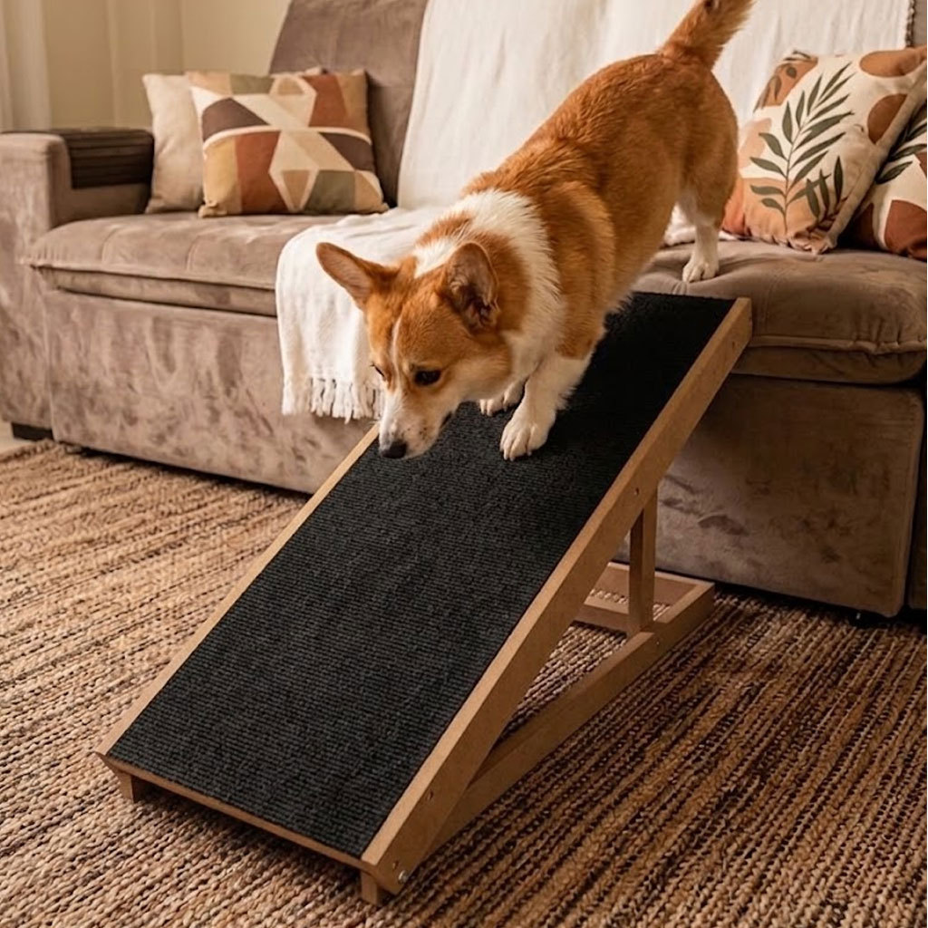 Rampa Pet Madeira MDF Antiderrapante Cães Gatos Resistente Para Cama Sofá