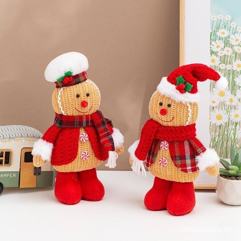 Boneca De Gengibre Tricotada De Natal-Decoração De Cena De Férias Para Adereços Festivos