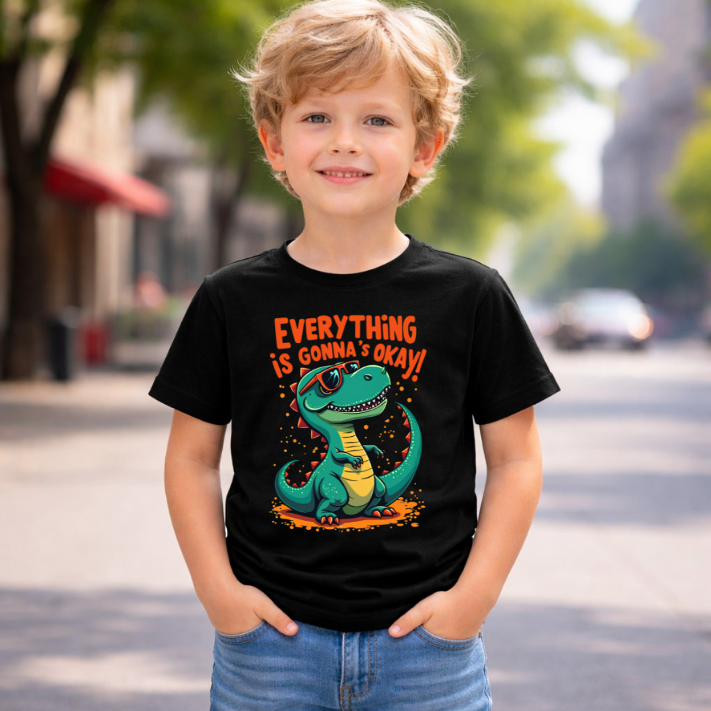 Camiseta Dinossauro Infantil T-Rex Divertido Roupa de Menino Estampada Manga Curta Presente Kids