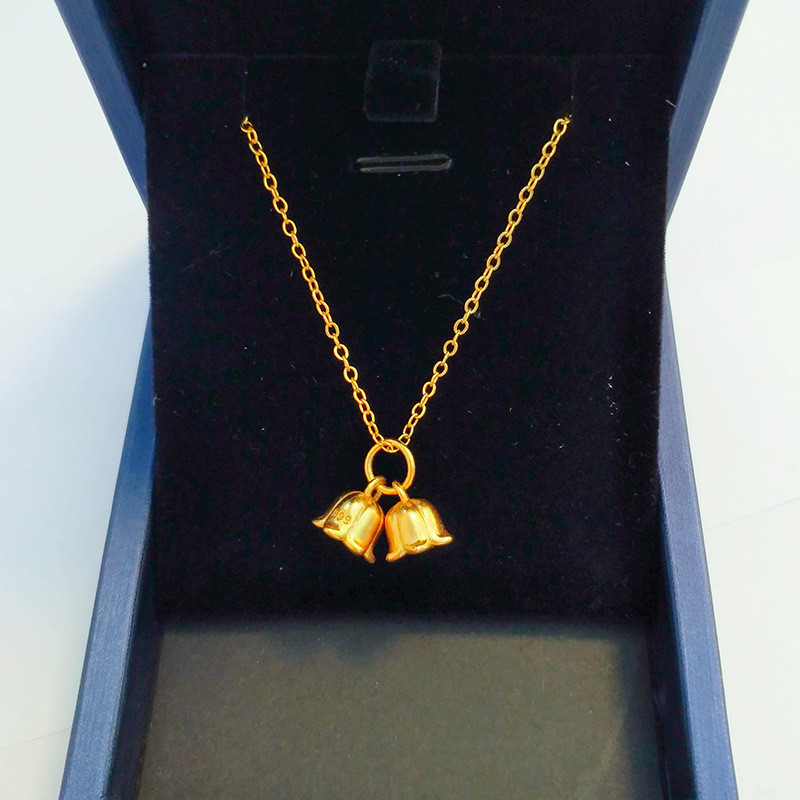 Vietnam areia ouro senhoras lótus orquídea pingente colar elegante temperamento latão banhado a ouro requintado pingente