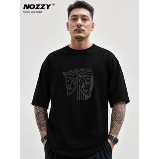 [Poker Double Face] Camiseta americana de manga curta masculina verão Casual solta gola redonda estampada gola redonda c