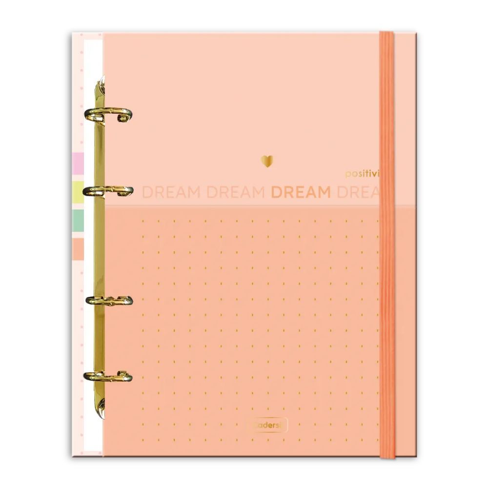 Caderno Colegial Argolado Cadersil Positivity Dream Com Elástico 80 folhas POCAC04