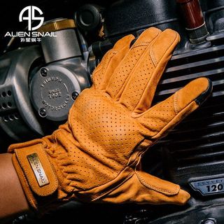 [Alien Snail] V7 Luvas de ciclismo de pele de carneiro Quatro estações retrô masculino feminino tela sensível ao toque c