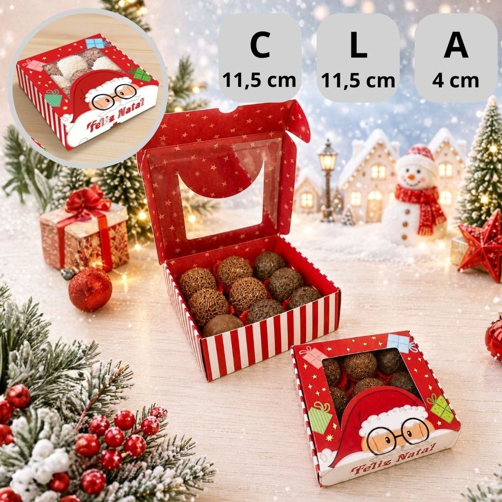 10 CAIXA P/ 9 DOCES DE NATAL C/ VISOR 11X11X4 DIVERTIDO 6249 ( NATAL IDEIA 2026 ) — imagem 2 de 2