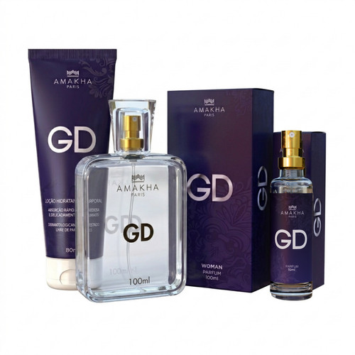 Kit Feminino Premium GD: Perfume 100ml + 15ml + Hidratante Amakha Paris | Floral Sedutor Noturno