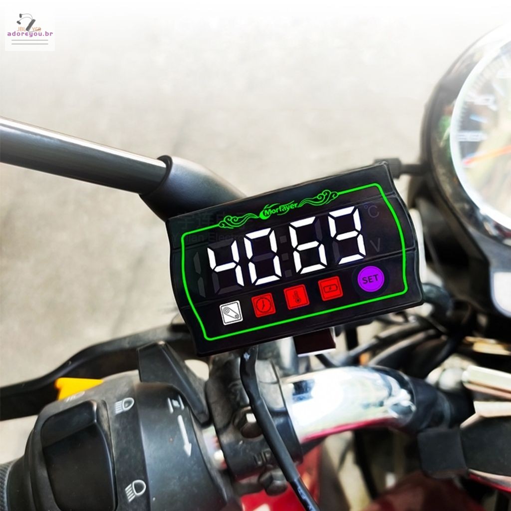 Medidor Multifuncional Para Motocicleta 4 Em 1-Voltímetro Tacômetro De Temperatura Ambiente