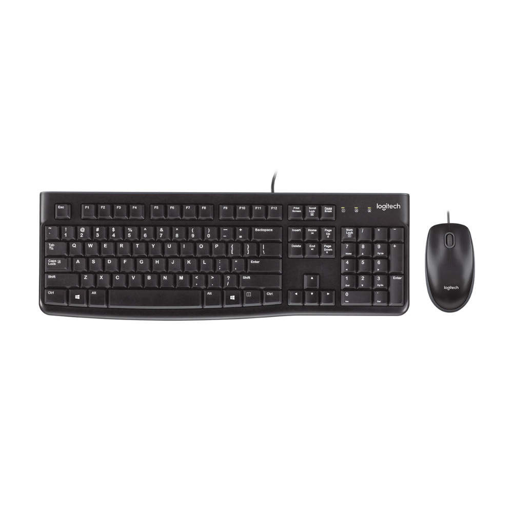 Combo Teclado E Mouse Logitech Mk120 Usb Preto Com Fio