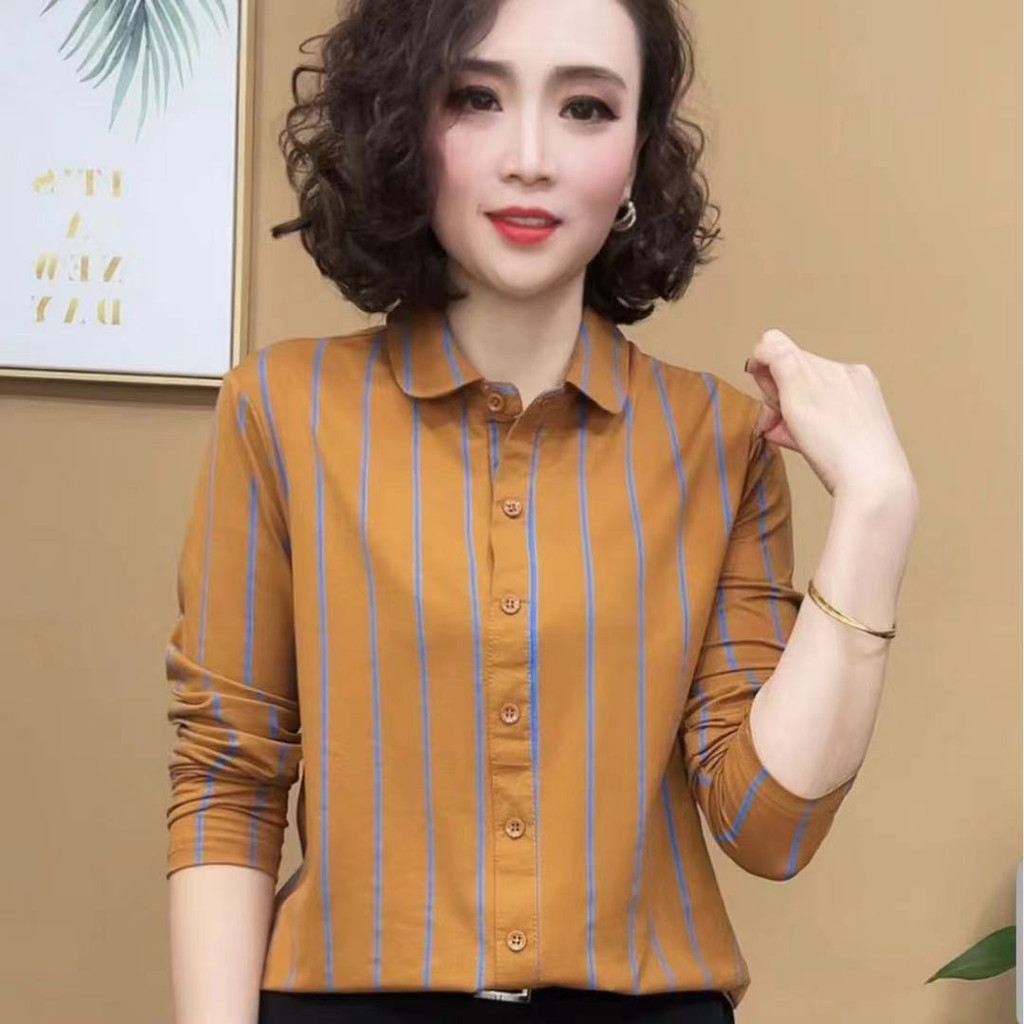 Camisa listrada feminina de manga comprida 2026 primavera outono novo estilo estilo ocidental camisa pequena redutora de