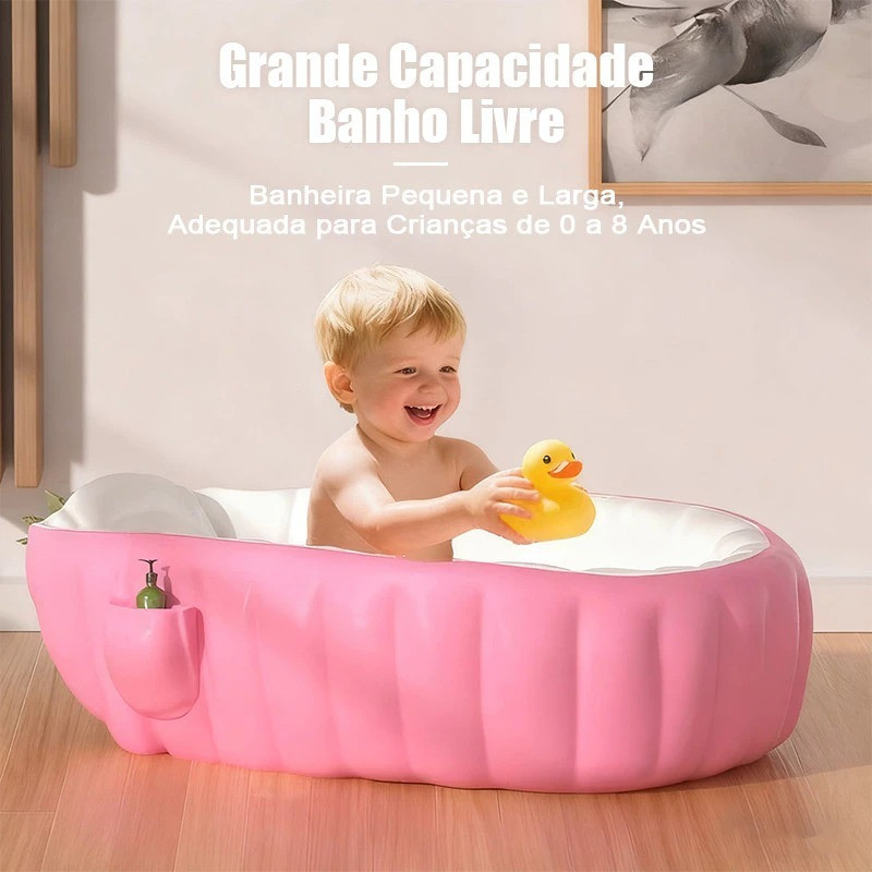 Banheira Inflável Infantil para Bebê até 3 Anos em PVC Premium com Encosto Anatômico e Bomba Orbitta