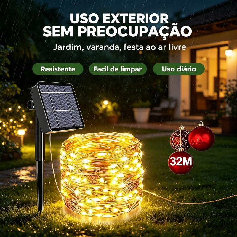 22M/32M Solar String Fairy Lights Waterproof 8 Modes for Garden Tree Christmas Raya Decor Christmas