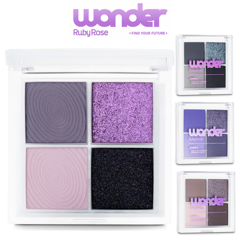 Paleta de Sombras Neo Wonder Ruby Rose Alta Pigmentação 4 Cores