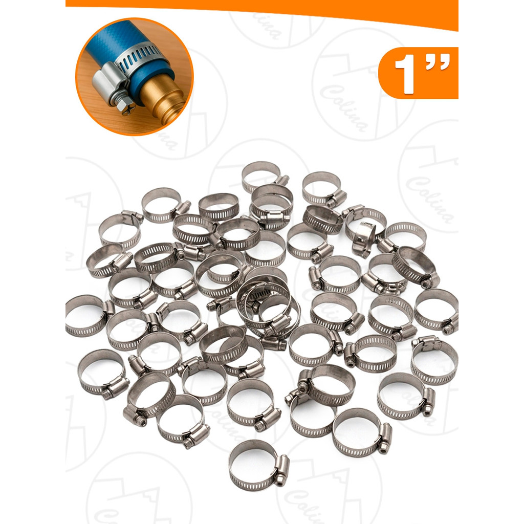 Kit Até 100 Abraçadeiras Sem Fim Presilha Para Mangueira Vedação Ferro E Aço Inox 1'' (16-25MM)
