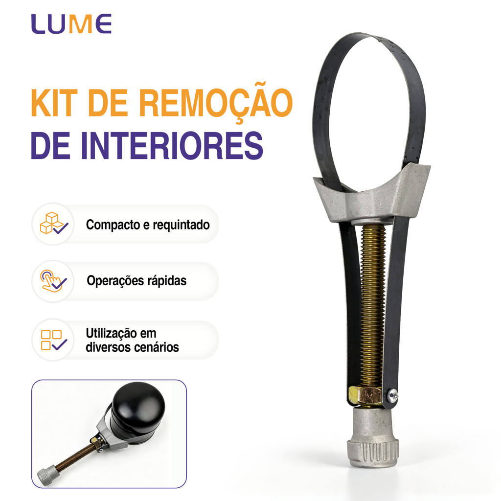 Chave Saca Filtro de Óleo Cinta Regulável Universal 60 a 120mm para Carros Motos e Oficina Mecânica