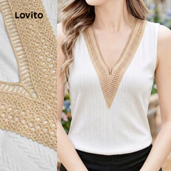 Lovito Casual Top Ruffle Neck Simples de Lazer Primavera/verão Off White Top feminino TKB199P2D295