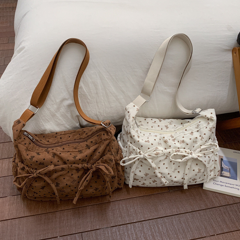 Bolsa Floral com laço, bolsa de um ombro nas axilas, bolsa Casual transversal