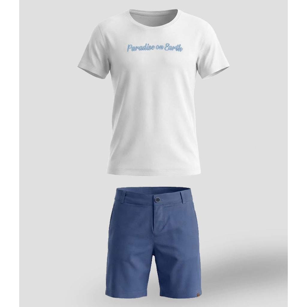 Conjunto Camiseta com Bermuda Menino Trick Nick Bege