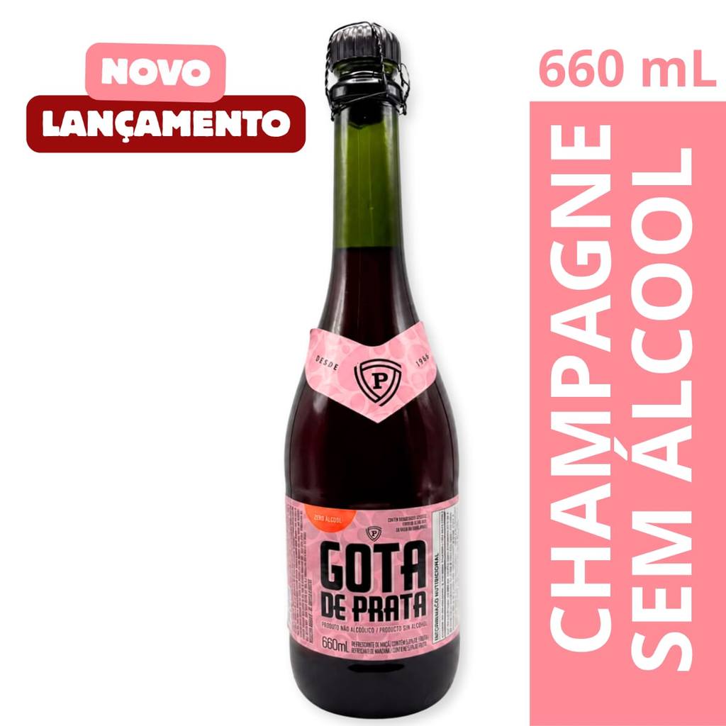 Espumante Gota de Prata Rose Zero Álcool 660ml Leve Doce