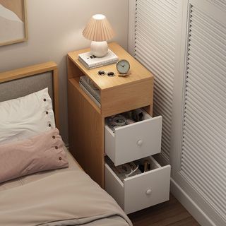 Mesa de cabeceira Ultra-estreita, moderna, simples, quarto, madeira sólida, cor, armário de cabeceira, pequeno armário d