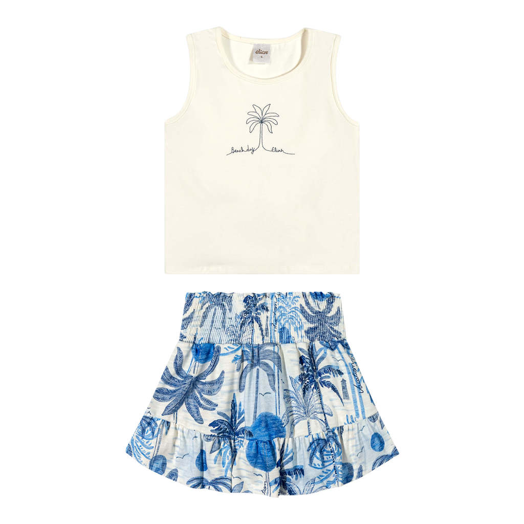 Conjunto Infantil Menina Amarração Costas Elian Branco
