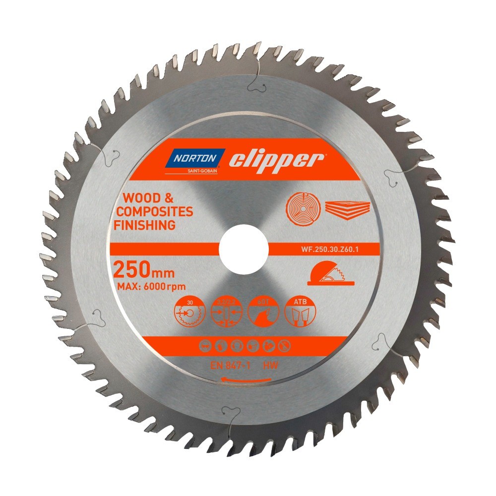 Disco de serra para madeira 250 x 30 mm 80 dentes - Norton