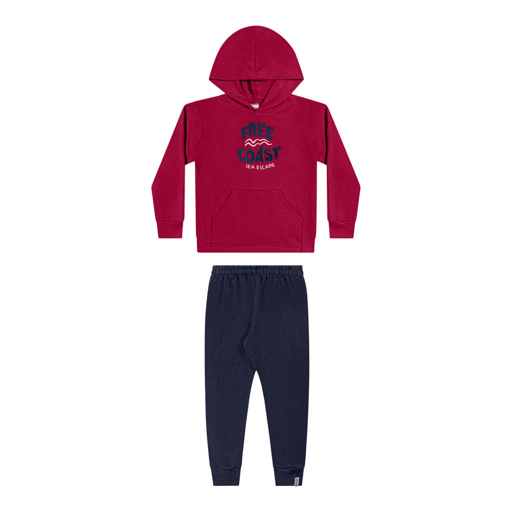 Conjunto Longo Infantil Menino Ondas Elian Vermelho