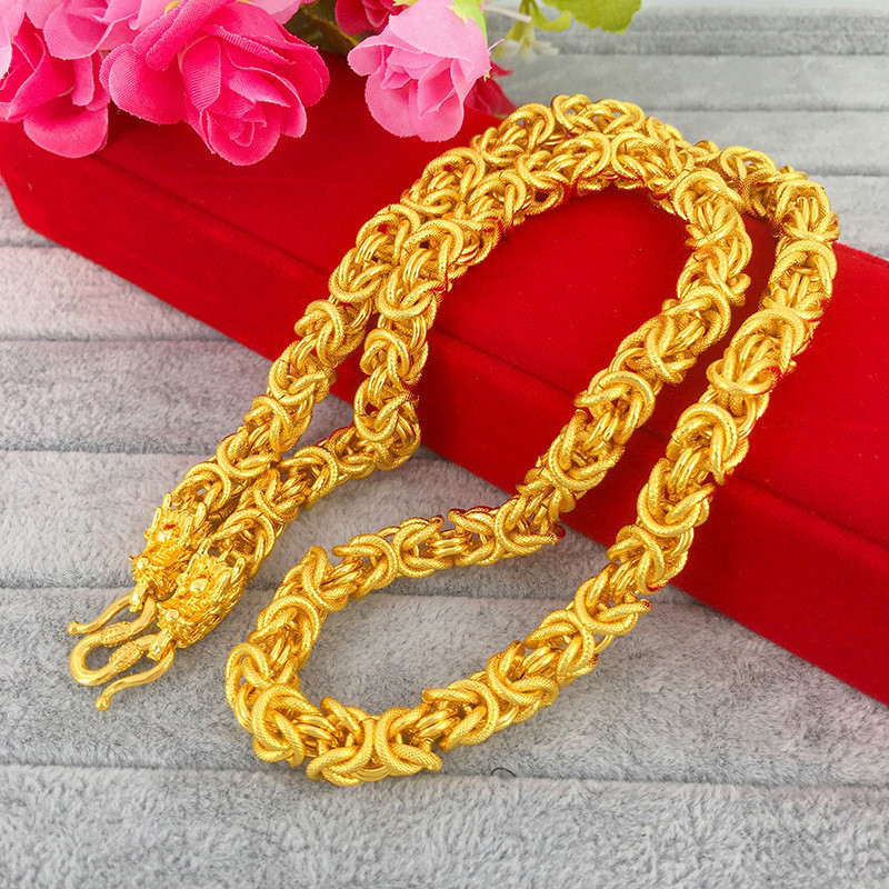 Bangladesh banhado a ouro masculino areia ouro dragão cabeça colar cobre banhado a ouro quilha banhado a ouro corrente p