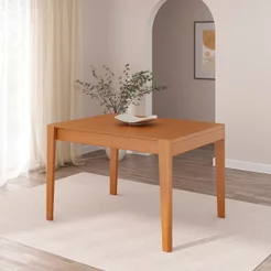 Mesa Extensível Retangular Tarsila CabeCasa MadeiraOriginals Marrom/Champagne Retangular