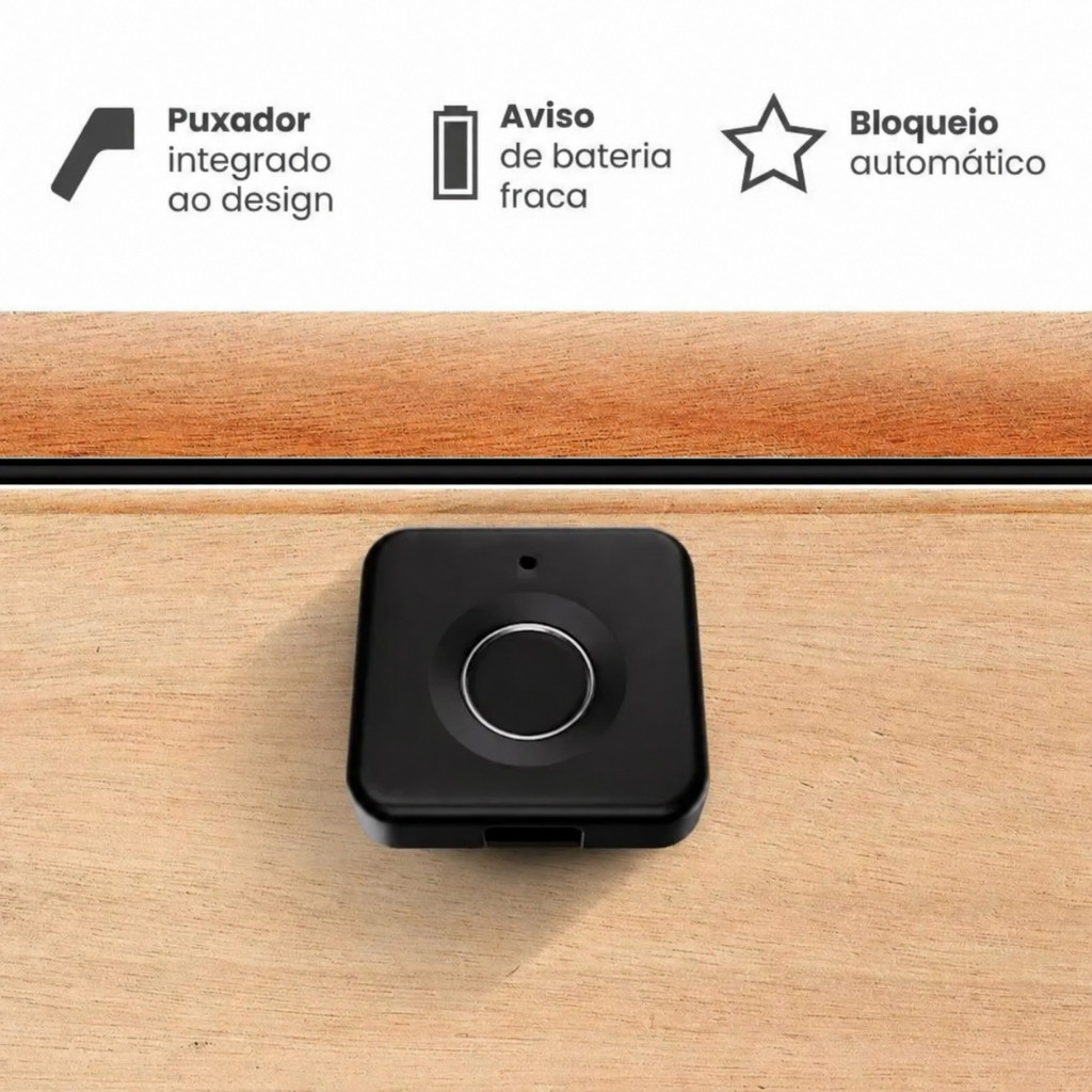 Fechadura Biométrica Quadrada Knup 10 Digitais Bloqueio Automático para Armários e Gavetas