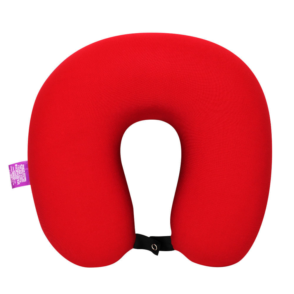 Almofada Pescoço Microperolas Liso Vermelho/preto