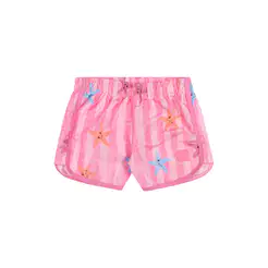 Short Praia Infantil Menina Estampa Tactel Elian Rosa