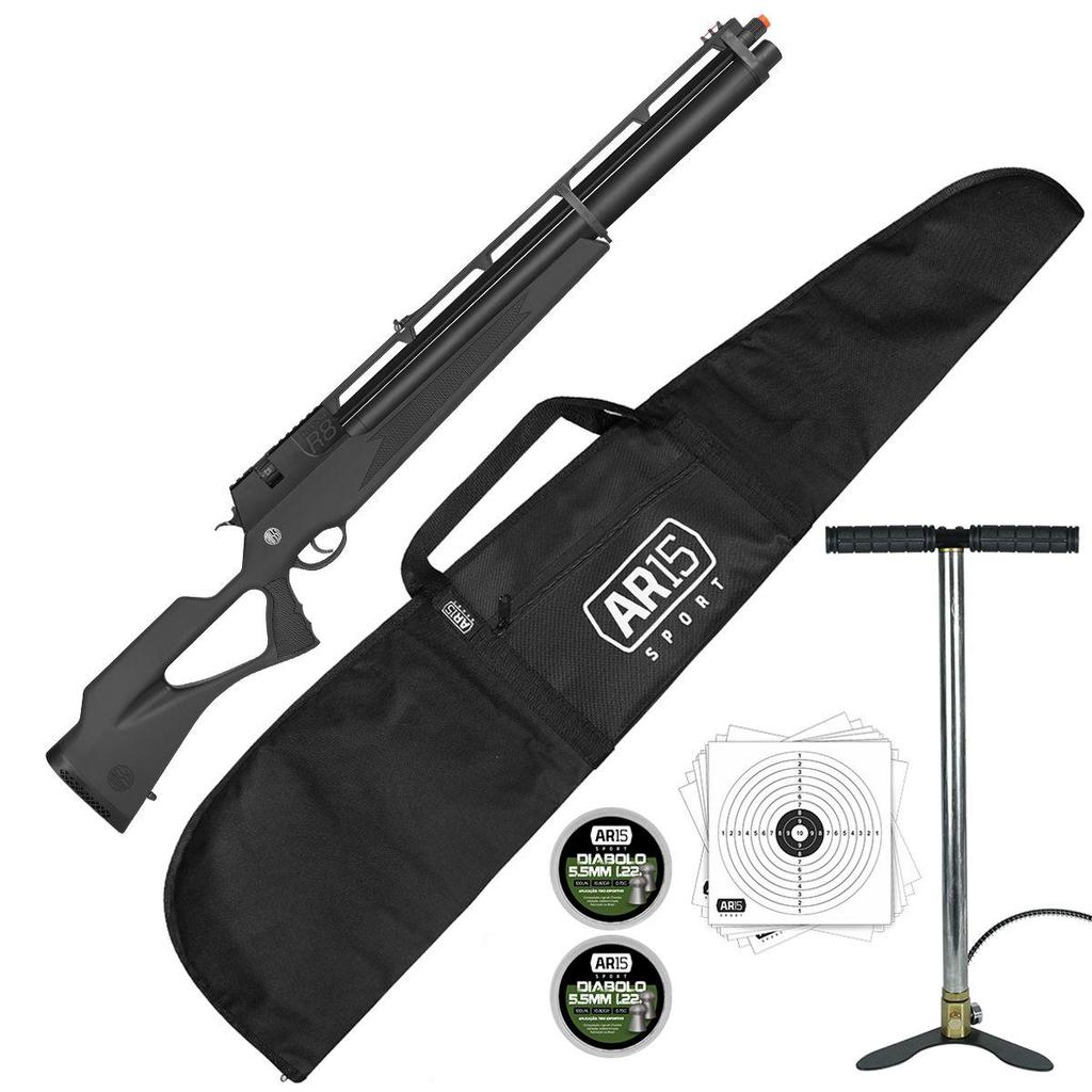 Carabina PCP Rossi R8 Black 5.5 +Bomba Quickshot Fixa Strike