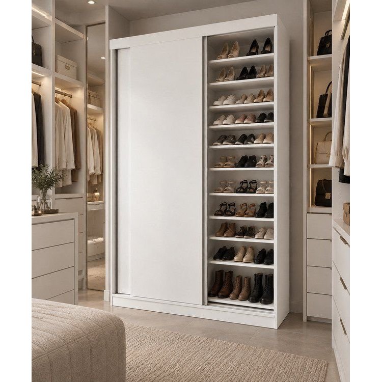 Sapateira 2 Portas de Correr e 20 Prateleiras com Diferentes Níveis Diamante Yescasa Branco Não