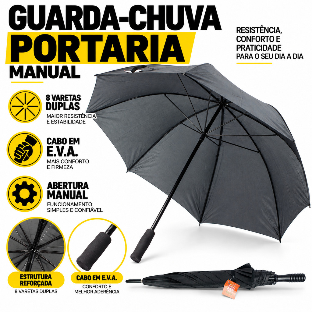 Guarda Chuva Sombrinha Portaria 8 Varetas Duplas Elite Sports Cabo EVA Forte Resistente Reforçado — imagem 2 de 2