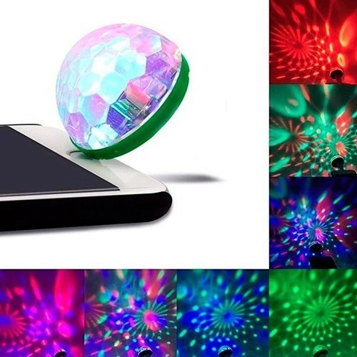 Lampada Mini Bola Maluca RGB USB Luz Colorida Sound Music Piscando com Som Festa DJ