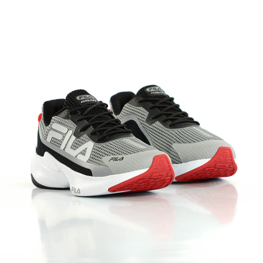Tênis Fila Recovery Cinza Preto e Vermelho - Masculino — imagem 2 de 2