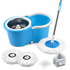 Mop desaguador automático Giratório com Balde Esfregão de limpeza 360° |De aço ino ou plástico|Noviva