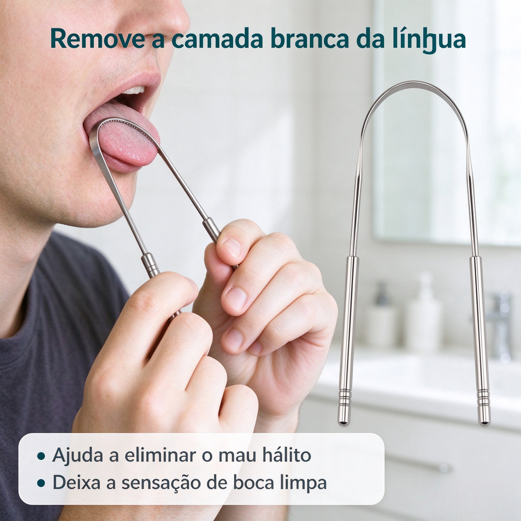 2 Peças Limpador De Língua Raspador De Língua Em Aço Inox Limpador De Lingua