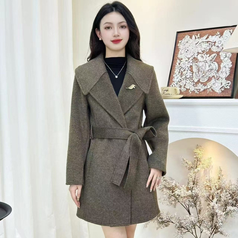 Autumn and winter new double-sided slim-fit elegant 2025 long double-sided woolen coat Novo casaco de lã dupla face eleg