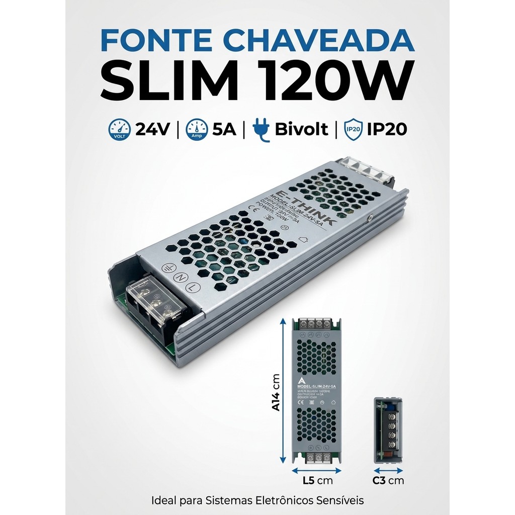 Fonte Chaveada Slim 24v 10a 240w Bivolt Som Automotivel Paredao Led Conversor de Voltagem