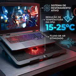 Base Notebook Gamer Ventilação na CPU Silenciosa Resfriador Via USB Gamer Home Office Suporte