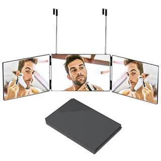 HD espelho retrovisor dobrável de três lados retrátil pendurado corte de cabelo doméstico volta corte de cabelo barbear 