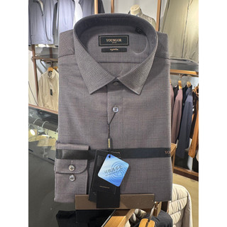 [2 cores] Camisa masculina de manga comprida Yagoer mistura de lã lavável à máquina camisa de camurça xadrez119710D DBA
