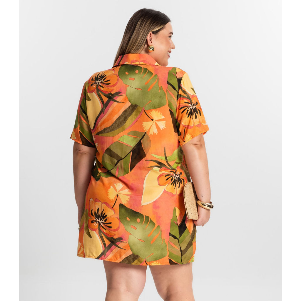 Vestido Chemise Curto Plus Size Secret Glam Laranja · foto 2