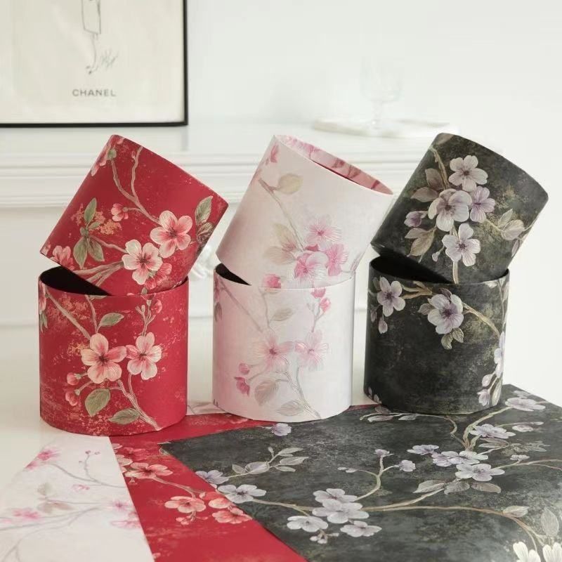 Arranjo de flores de véspera de ano novo Arranjo de flores Balde de bênção Série rosa Caixa de flores com borda de pêsse