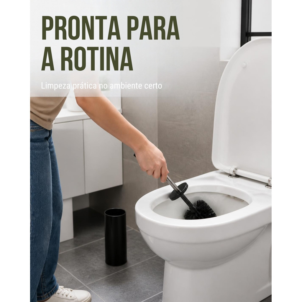 Escova de Vaso Sanitário Banheiro Privada Preto Fosco
