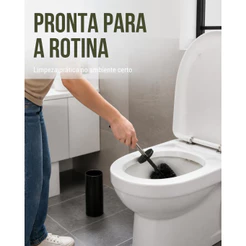 Escova de Vaso Sanitário Banheiro Privada Preto Fosco