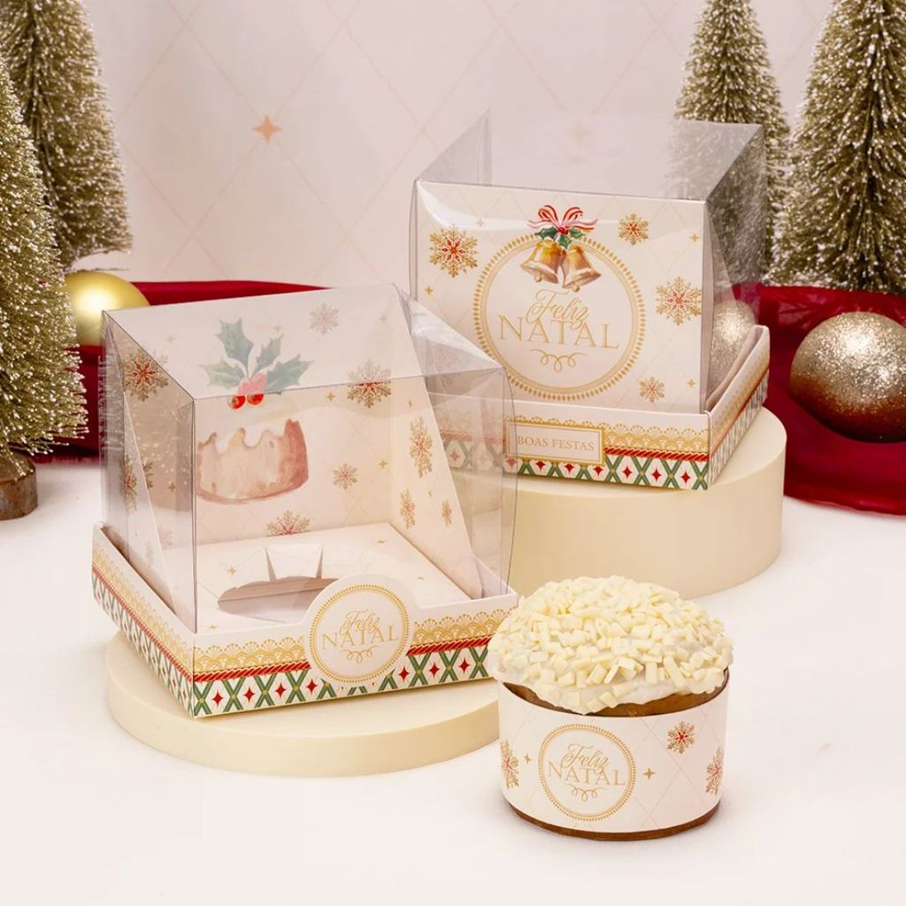 10 CAIXA PARA MINI PANETONE COM TAMPA DE ACETATO UNIÃO 6036 (JANGO NATAL 2026) — imagem 2 de 2