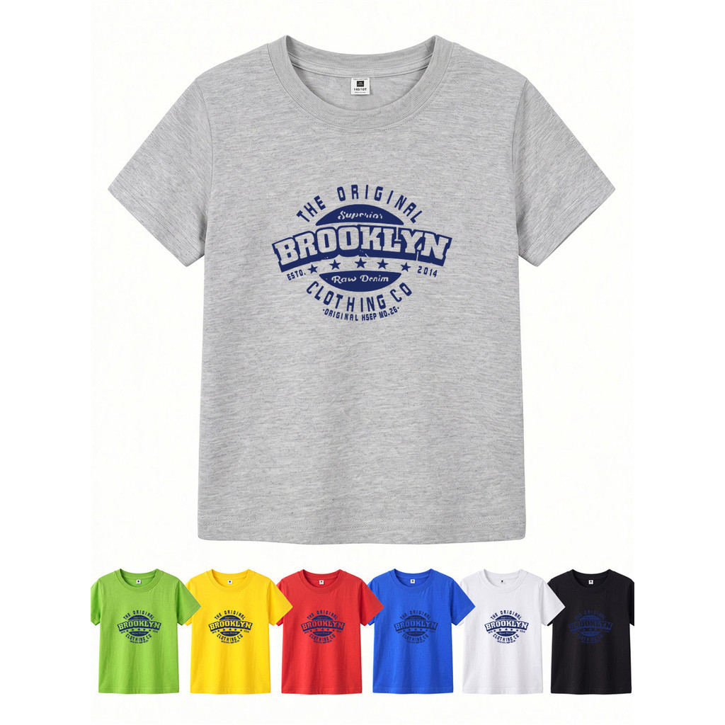 Legal Meninos Camiseta De Algodão Retro Brooklyn Carta Impressão Crianças Manga Curta Casual Tamanho Superior 100-160